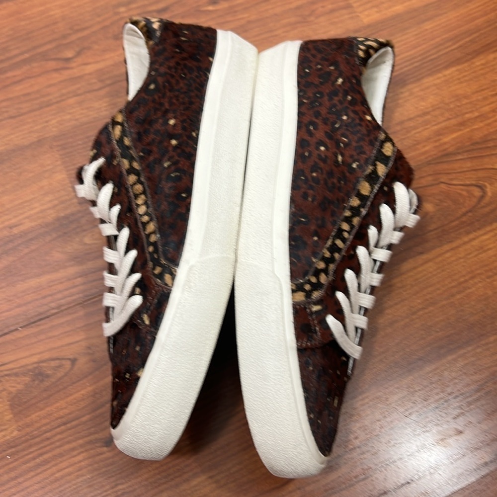 Madewell Genuine Calf Hair Sidewalk Low-Top Sneakers Painted Leopard Sz 10M - Picture 5 of 9